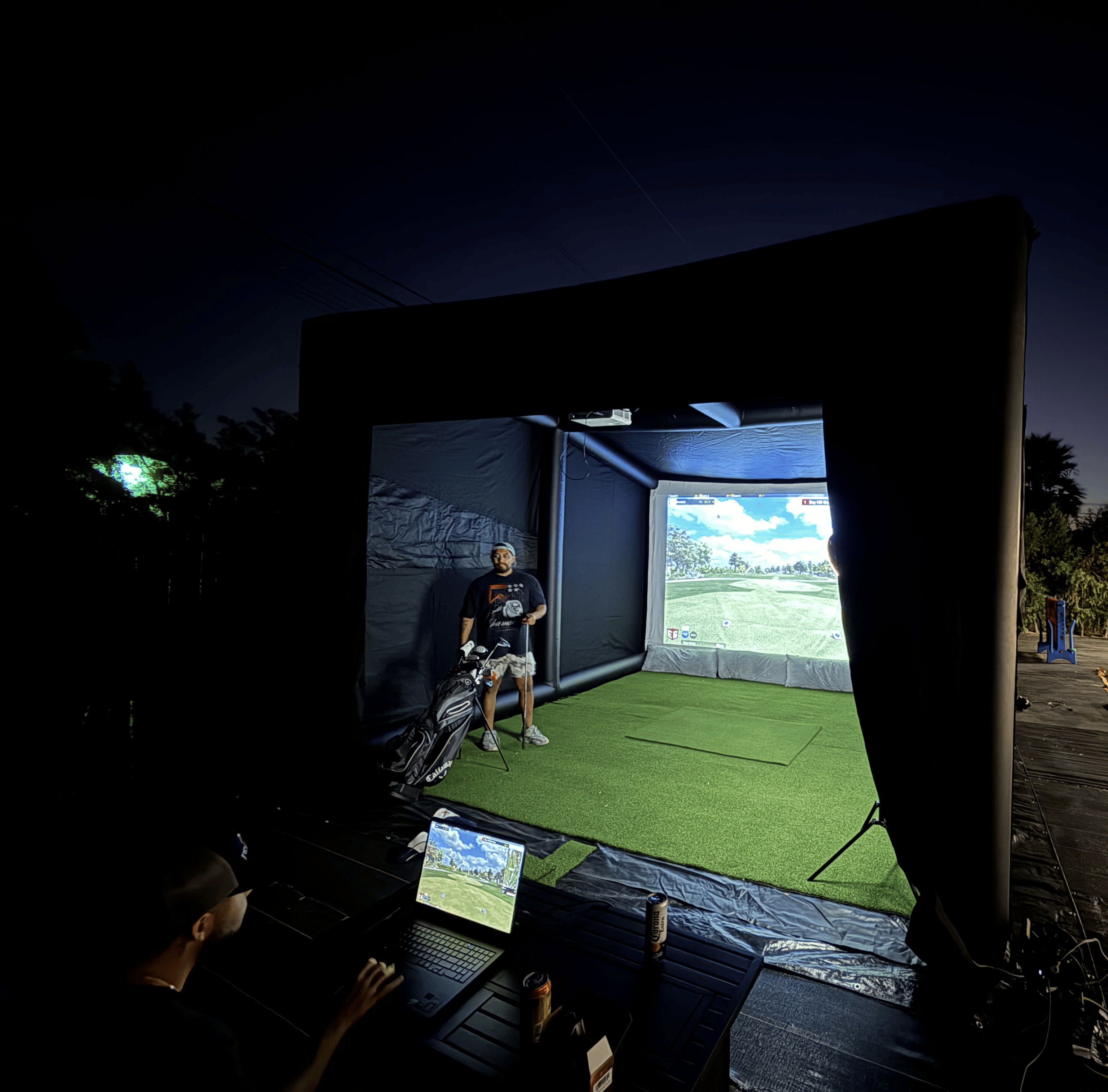 Backyard Par mobile golf simulator setup